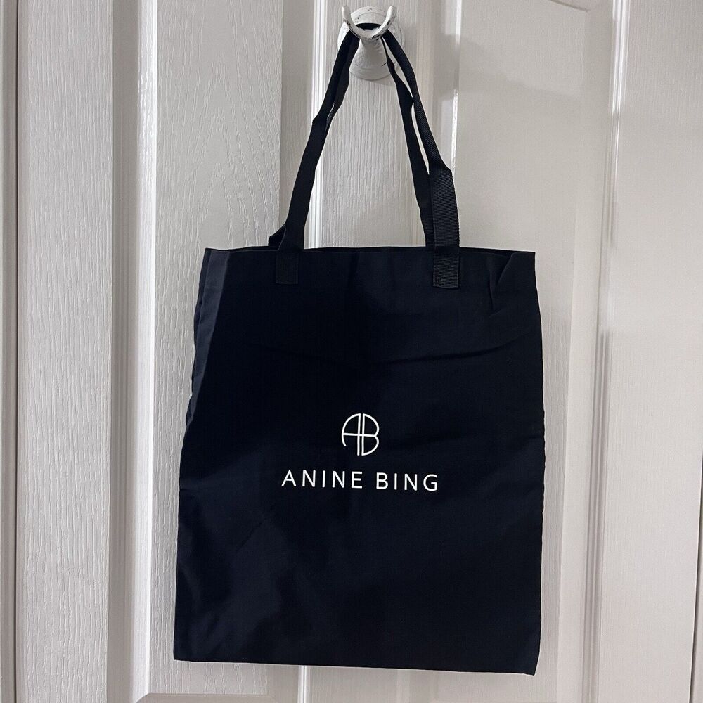 Anine Bing Black Remy Canvas Logo Tote Bag